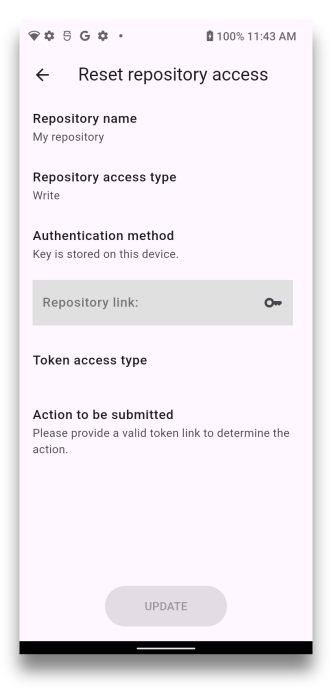 Repository access screen